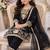 Black silk blend embroidered kids top salwar & dupatta