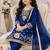 Blue silk blend embroidered kids top salwar & dupatta