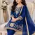 Blue silk blend embroidered kids top salwar & dupatta