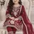 Maroon silk blend embroidered kids top salwar & dupatta