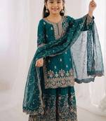 Designer wedding embroidered work kids plazzo set