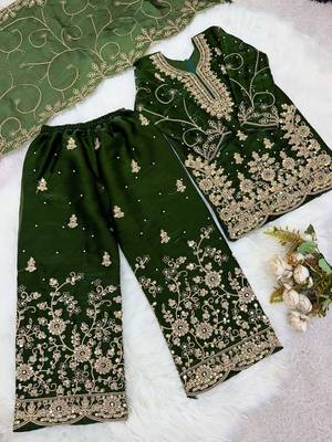 Designer wedding embroidered work kids plazzo set 2
