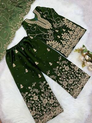 Designer wedding embroidered work kids plazzo set 4