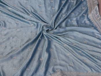 Sky blue vichitra silk saree sequence embroidered saree with matching blouse piece 5
