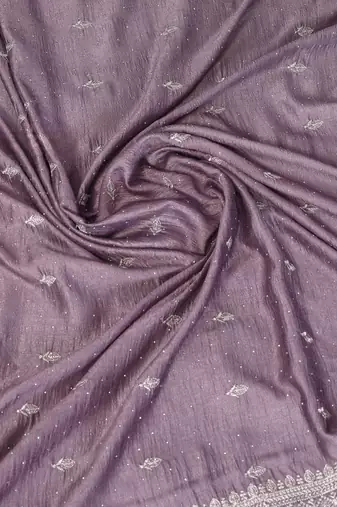 Lavender vichitra silk saree sequence embroidered saree with matching blouse piece