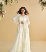 White Silk Free Size Stitched Suit with Embroidery 