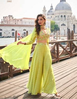 Green Silk Free Size Stitched Suit with Embroidery  2