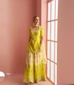 Yellow Chinon Free Size Stitched Suit with Embroidery 
