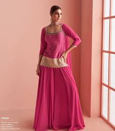 Pink Chinon Stitched Suit with Embroidery 