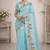 Sangam prints sky blue cotton print  woven work traditional saree