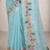 Sangam prints sky blue cotton print  woven work traditional saree