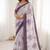 Sangam prints dark purple cotton print with aari work woven work traditional saree