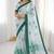 Sangam prints green cotton print with aari work woven work traditional saree