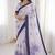 Sangam prints purple cotton print with aari work woven work traditional saree