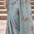 Sangam prints grey cotton print with aari work woven work traditional saree