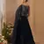 Chinon silk free size stitched gown with embroidery work