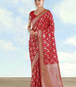 Red banarasi silk zari woven saree