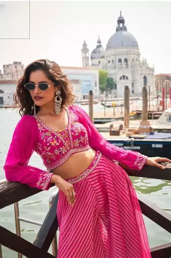 Pink Silk Free Size Stitched Suit with Embroidery 