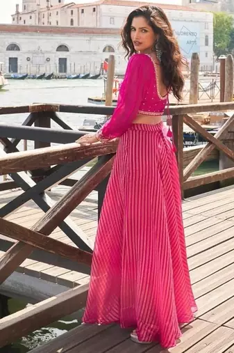 Pink Silk Free Size Stitched Suit with Embroidery 