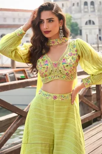 Green Silk Free Size Stitched Suit with Embroidery 