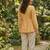 Yellow solid kurta pant set 