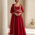 Classic red ethnic anarkali dress with heavy embroidery work