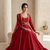 Classic red ethnic anarkali dress with heavy embroidery work
