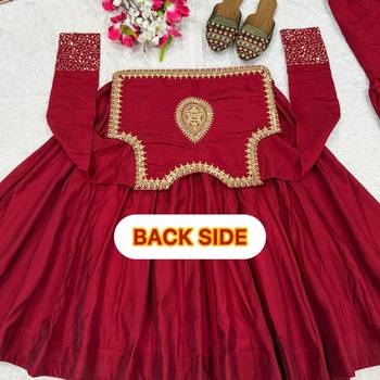 Classic red ethnic anarkali dress with heavy embroidery work 5