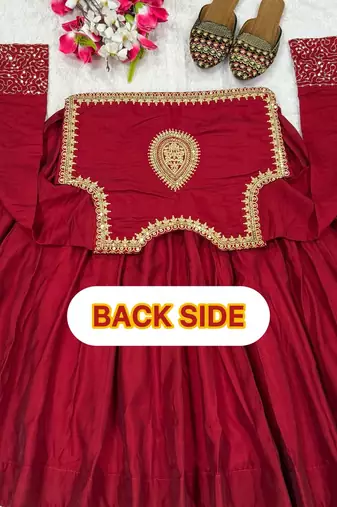 Classic red ethnic anarkali dress with heavy embroidery work