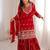 Dreamy Red Dori Embroidered Georgette Engagement Wear Sharara Suit