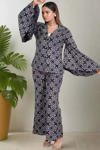 Dark blue embroidered coord set