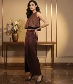 Mocha drape satin coord set