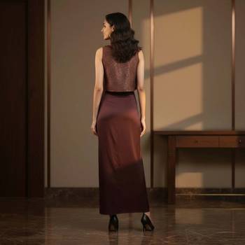 Mocha drape satin coord set 2