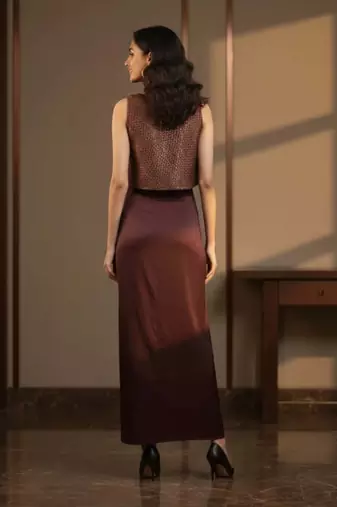 Mocha drape satin coord set