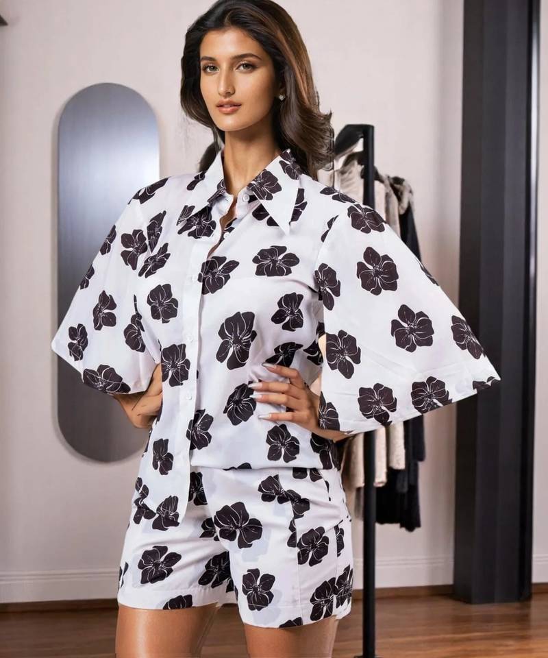 Black and white printed coord set