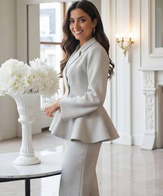 Brocade peplum pantsuit 2