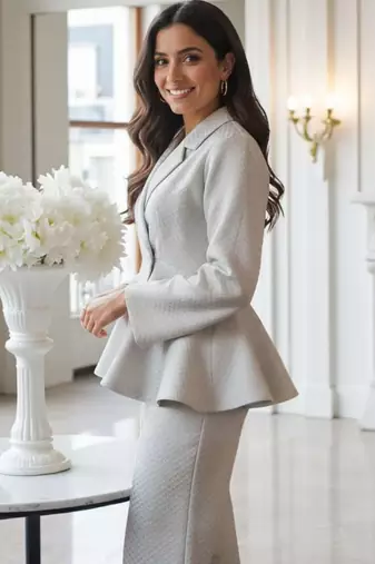 Brocade peplum pantsuit