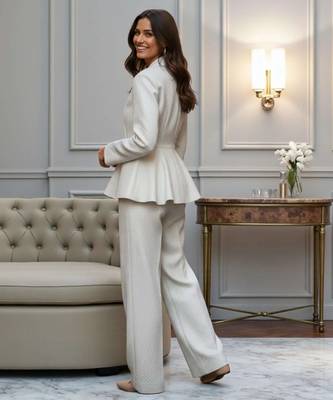 Brocade peplum pantsuit 3