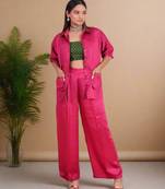 Fuchsia pink satin coord set