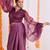 Purple organza wrap top and dhoti set