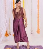 Brocade top with satin dhoti