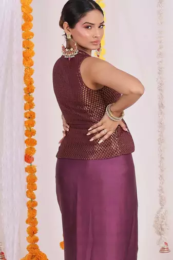 Brocade top with satin dhoti