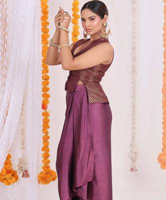 Brocade top with satin dhoti 3
