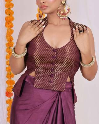 Brocade top with satin dhoti 4