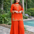 Womens orange kurati palazzo with dupatta embroidered festival wear