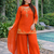 Womens orange kurati palazzo with dupatta embroidered festival wear