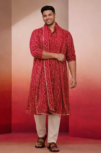 Men rayon falsa bandhani foil printed dupatta