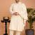 Men cream viscose solid dupatta with mirror work border