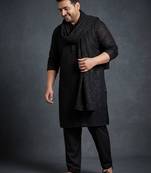 Men georgette black sequinned dupatta