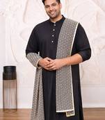 Men black rayon embroidered sequin dupatta